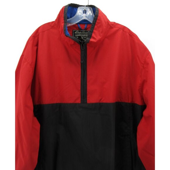 VINTAGE Eddie Bauer Jacket XL Red Anorak Windbreaker 1/4 Zip Nylon - Picture 2 of 11